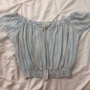 Pacsun Blue Off the Shoulder Crop Top